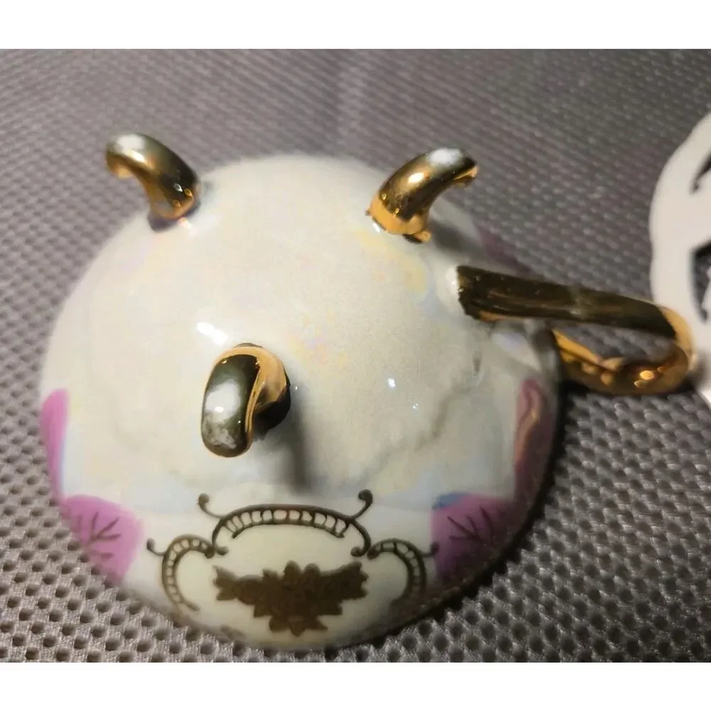 vintage Japanese lusterware porcelain teacup and saucer set Lace Design
